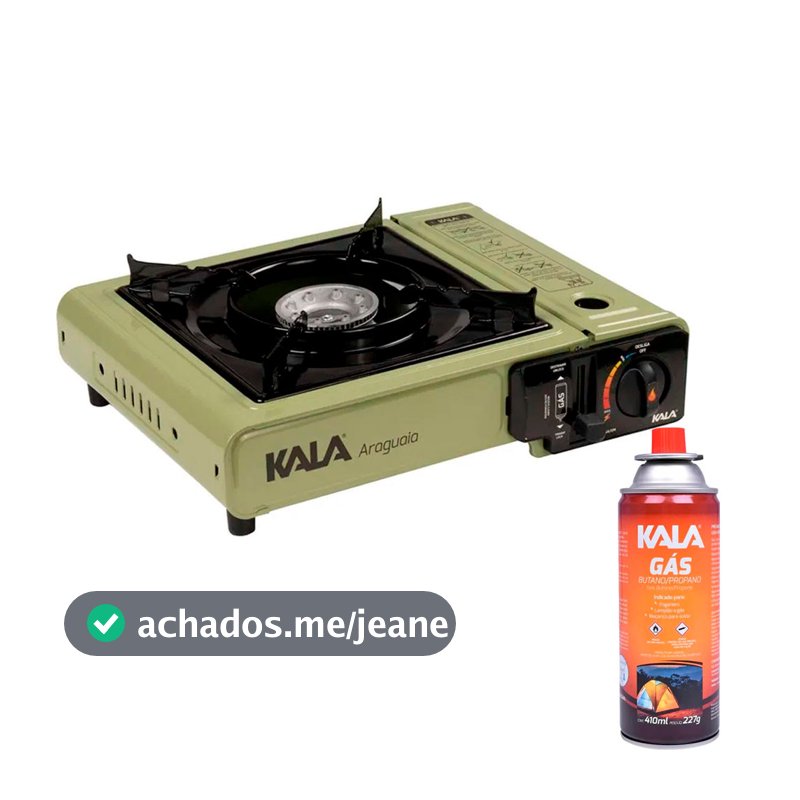 Kit Fogareiro à Gás Kala Araguaia Ignição Piezo com Cartucho 410ml de Gás Butano