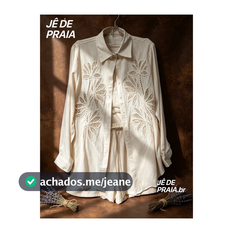 Saída de Praia Vestido Camisa Bege Bordado Richelieu Feminino Manga Longa Soltinho Casual Elegante Verão