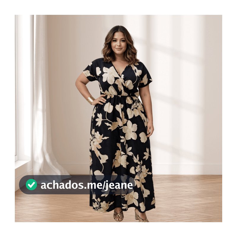 Elegante Vestido Feminino Longo Midi e Plus Size Crepinho Transpassado Modela o Corpo !