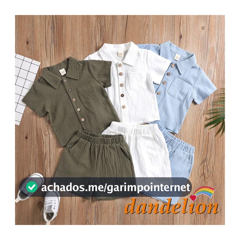DANDELION-6 Meses-4 Anos/Roupa Infantil menino Masculina De Cor Lisa Lapela De Manga Curta + Short conjunto