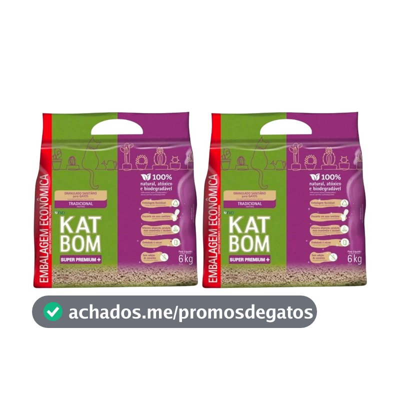 Areia Higiênica 2 un Katbom Gatos Granulado Tradicional 6kg