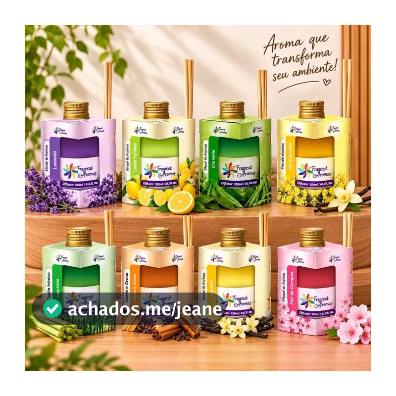 Aromatizador de Ambientes 250ml Difusor de Aromas com Varetas Perfume para Casa Escritório e Loja