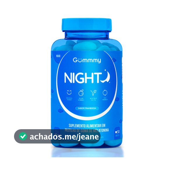 Gummy Night Melatonina Suplemento Alimentar Em Pastilha Goma Sabor Framboesa 30 Unidades