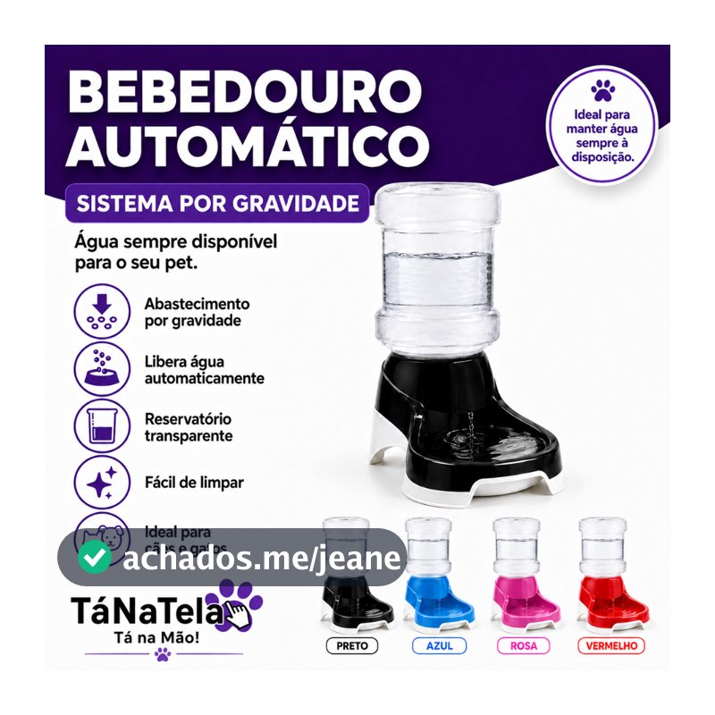 Bebedouro Automático Pet 2 Litros Cães Gatos Água Dispenser por Gravidade