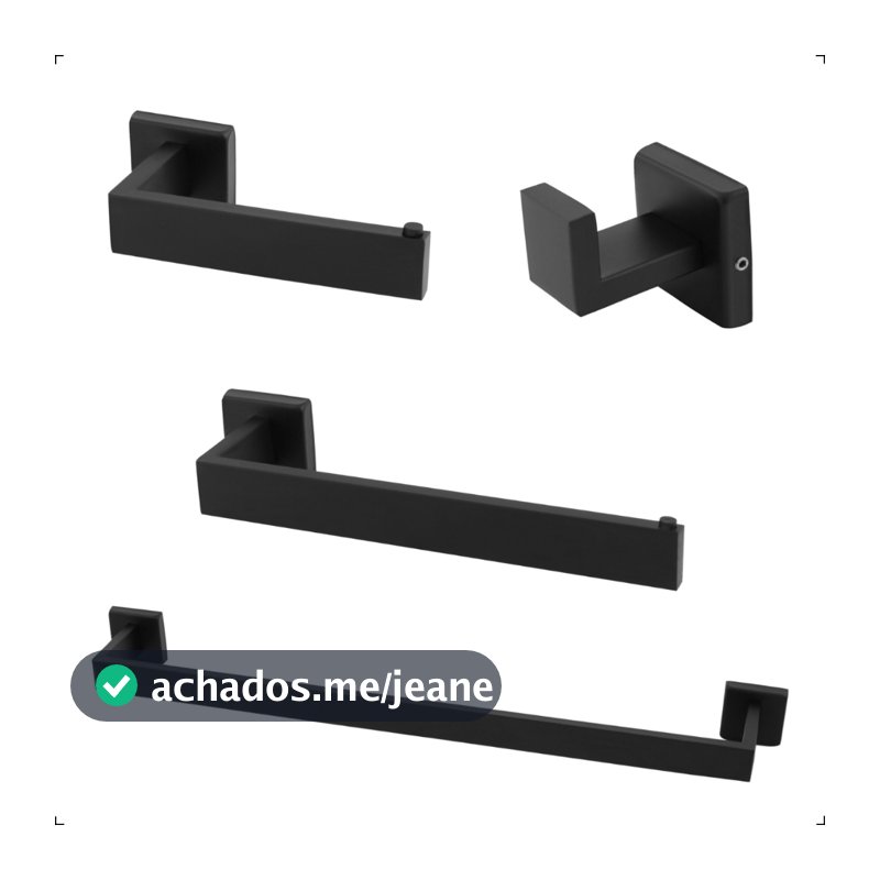 Kit Acessórios Banheiro Luxo Completo 4 Peças em Aço Inox 304 Lavabo Conjunto Preto
