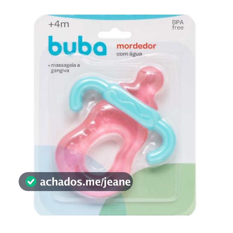 Mordedor BUBA Bebê C/Água Rosa para Dentição Seg. Livre BPA