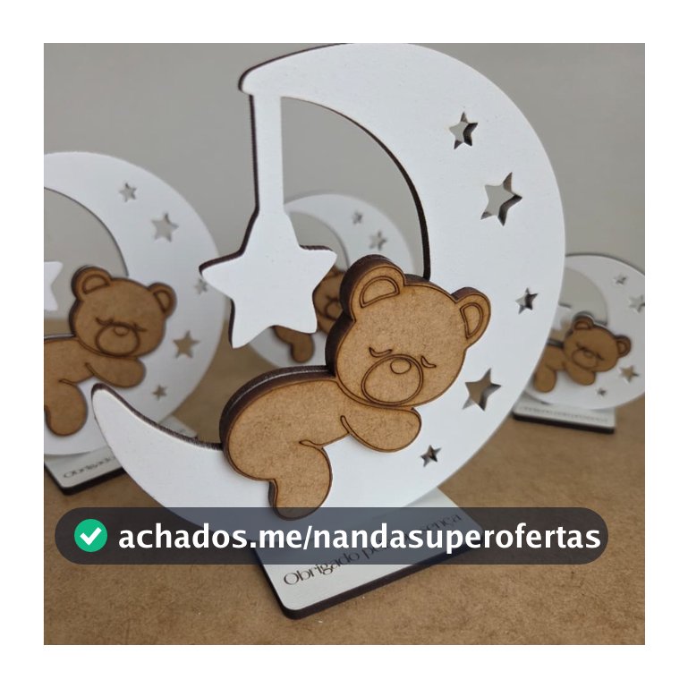 Kit 30 Centros De Mesa Bebê MENINO Ursinho Na Lua Decoração Festa Infantil MDF