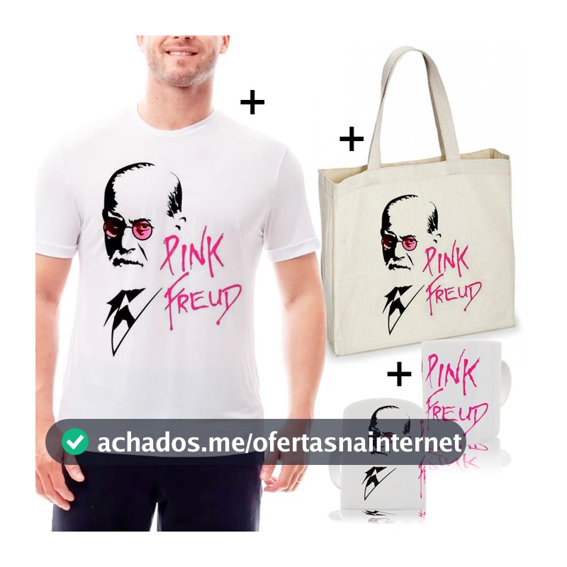Kit Combo Camiseta Pink Freud + Sacola Ecobag + Caneca