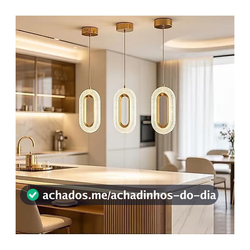 Lustre de cristal luxuoso com design oval ideal para quartos, salas de estar e corredores 110–220 V