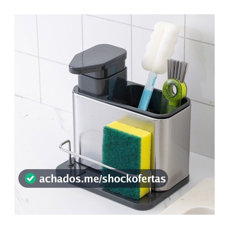 Porta Detergente Rack Armazenamento De Cozinha Organizador Dispenser Sabão Aço Inox Para Pia