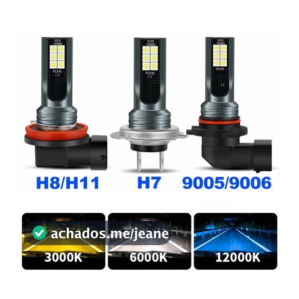 2 Pcs H4 H7 Farol de Nevoeiro para Carro H11 H8 H9 H16JP H1 H3 Lâmpada 9005 9006 Condução Automática 6500K 12V 24V