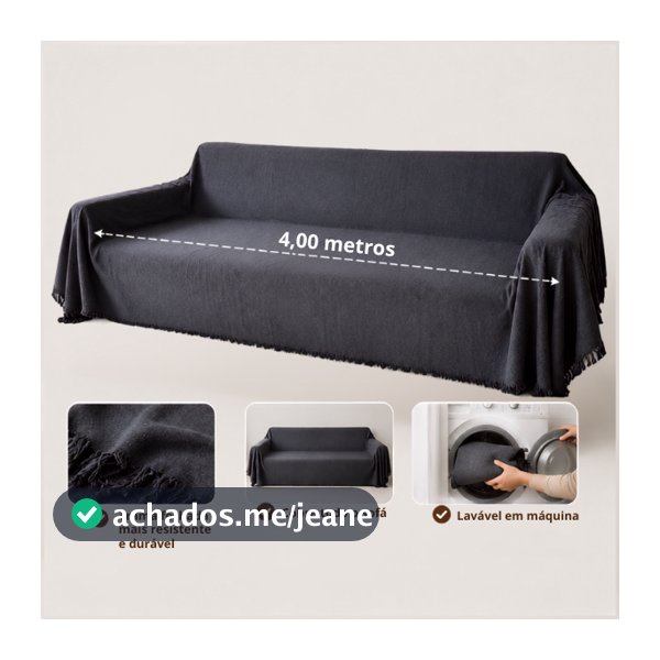 Manta Para Sofá Decorativa 400x180cm | Capa Protetora 100% Algodão Grande Elegante Retratil Super King Luxo