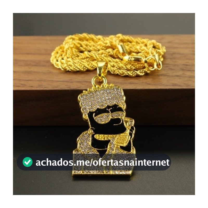 Colar Banhado a Ouro 24K Pingente de Zircão em Ouro Amarelo Menor Moda Masculina e Feminina Acessórios de Jóias HYOY