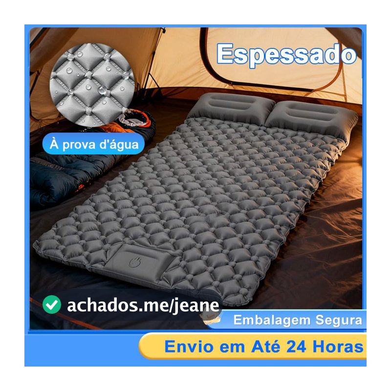 ColchãO InfláVel Casal Resistente AutomáTico Multiuso Camping  190 1205 Cm Com Travesseiro