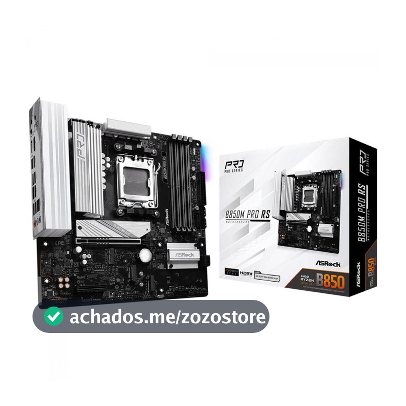 Placa Mãe ASRock B850M Pro RS, Chipset B850, AMD AM5, mATX, DDR5