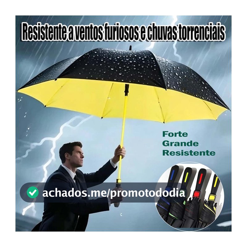 Guarda-Chuva Grande Automático - Fibra de Vidro Blackout para Proteção UV, Reforçado para Tempestade！