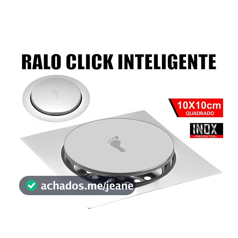 Ralo Click Inteligente 10x10 Cm Quadrado Redondo Inox Cromado - Veda Cheiro Banheiro Casa Cozinha