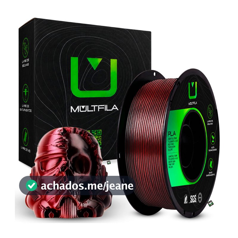 Filamento Impressora 3D PLA Silk Duo Color Preto e Vermelho Multfila