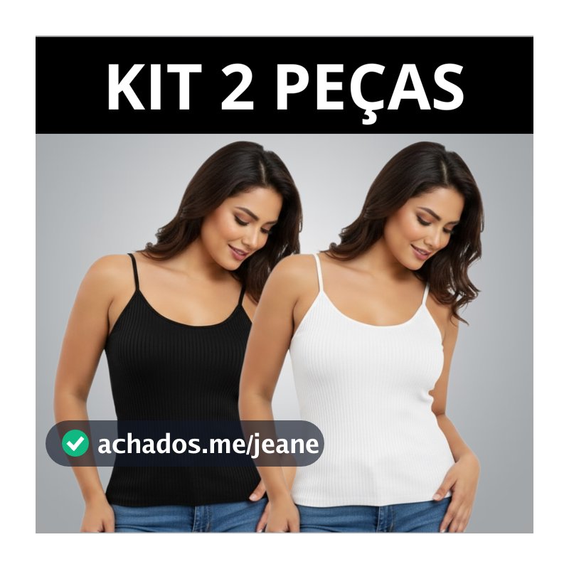 Kit 2 Blusa Regata Feminina Básica Alcinha Canelada