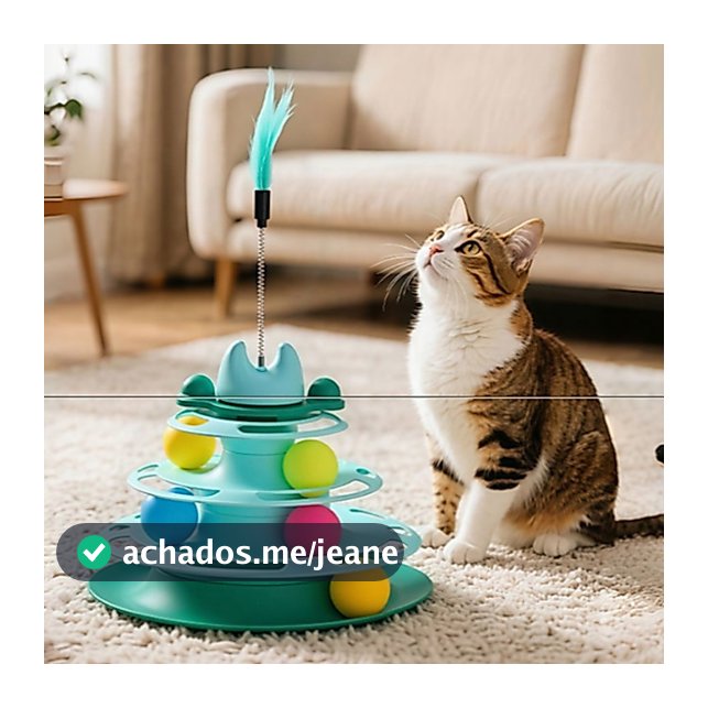 Brinquedo Interativo para Gato Torre com 3 Bolinhas e Pena, 4 Níveis de Diversão