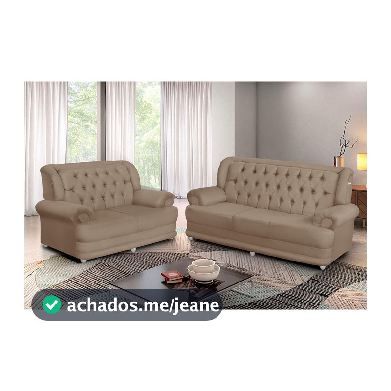 Conjunto de Sofá 2,00 x 1,50m 3 E 2 Lugares Suede Finlândia Marrom Castor