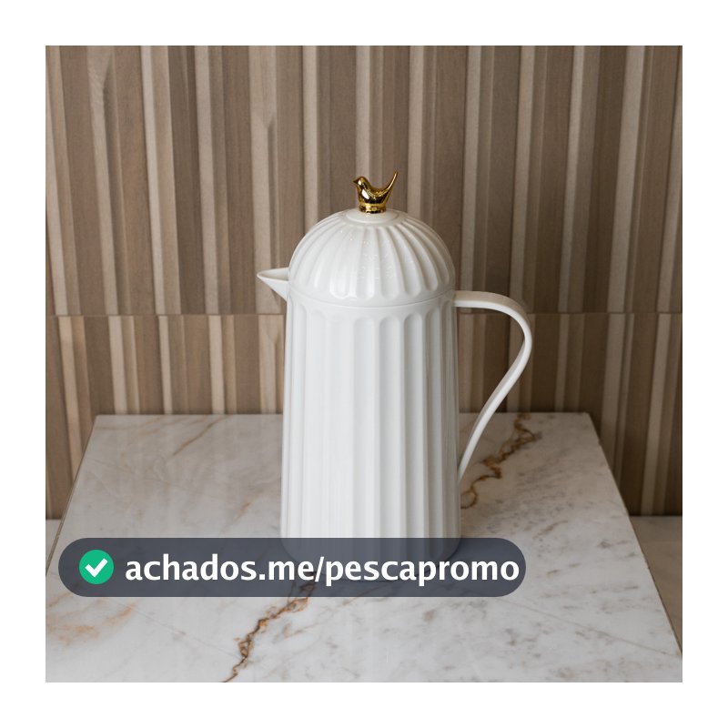 Garrafa Térmica Bird Branca 600ml Wolff Plástico com Ampola de Vidro Luxo