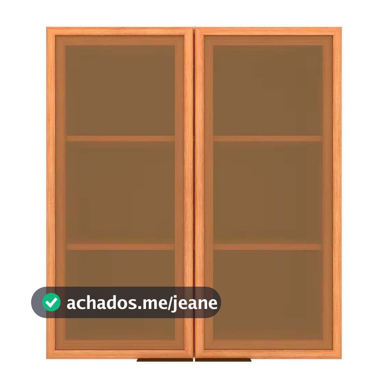 Armário Aéreo Cristal MDP 15mm com 2 Portas com Vidro e 2 Prateleiras Bartira