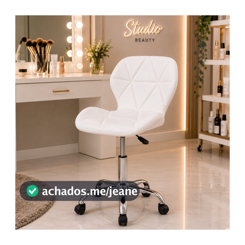 Cadeira Slim Giratória Office com Rodinhas para Penteadeira Estética Nail Designer e Home Office