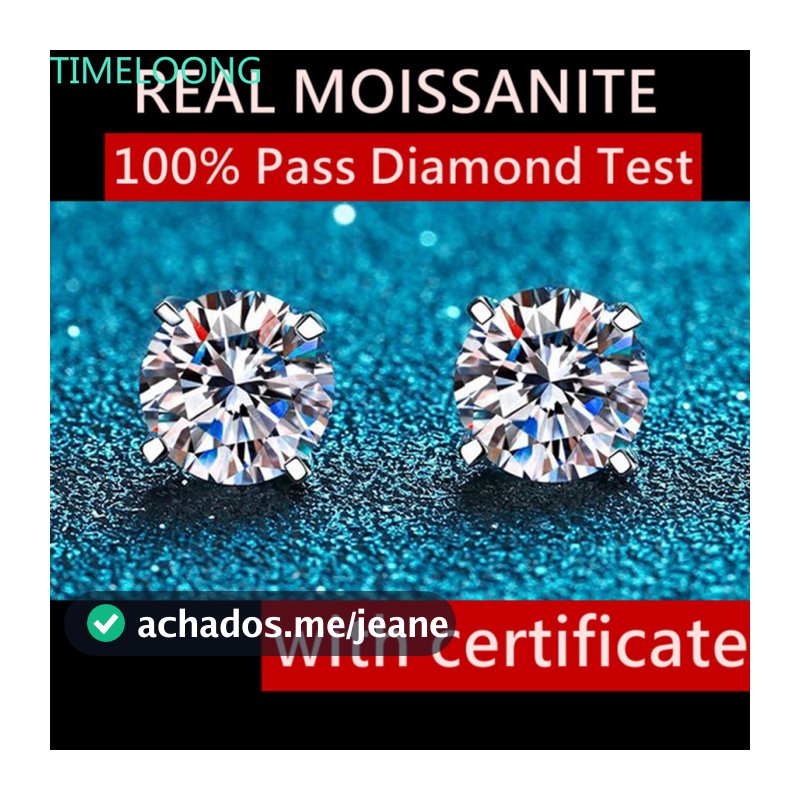 Reais Moissanite 3/4/5/6.5MM Diamond S925 Prata Para Mulheres Homens Brincos GRA Pass Diamond Test