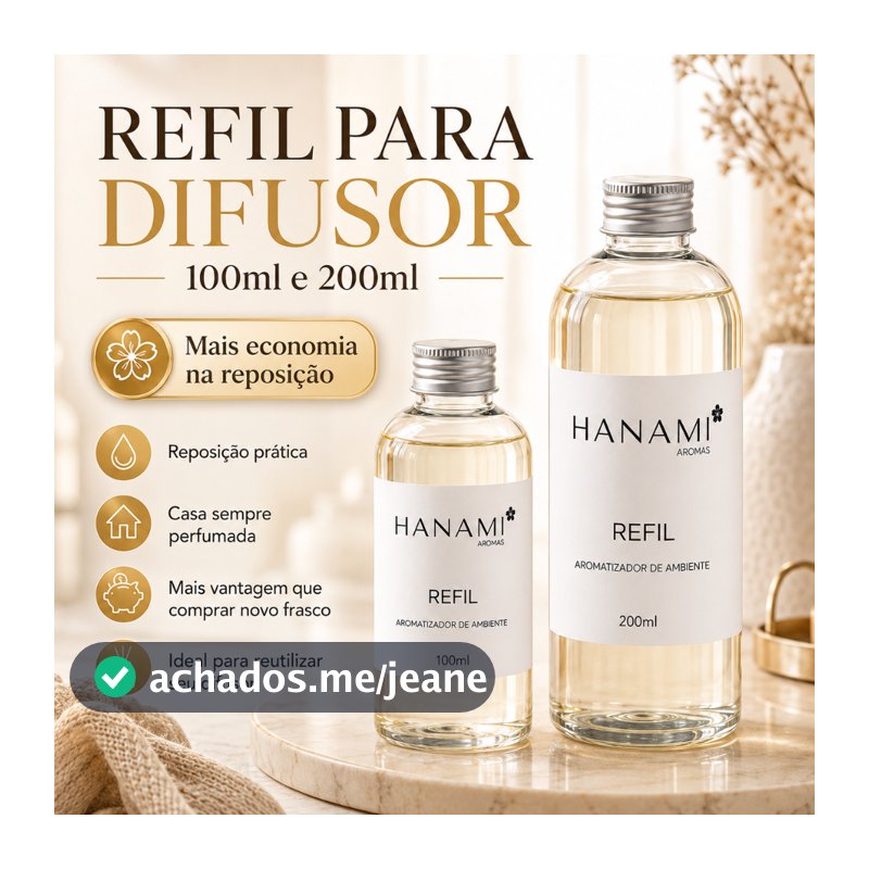 Refil Aromatizador De Ambiente Hanami 100ml 200ml Essência Para Difusor De Varetas Perfume Para Casa