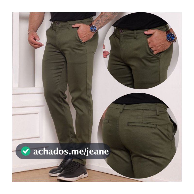 Calça Masculina Sport Fino Social  Sarja Brim Com Elastano Ultra-Confortável