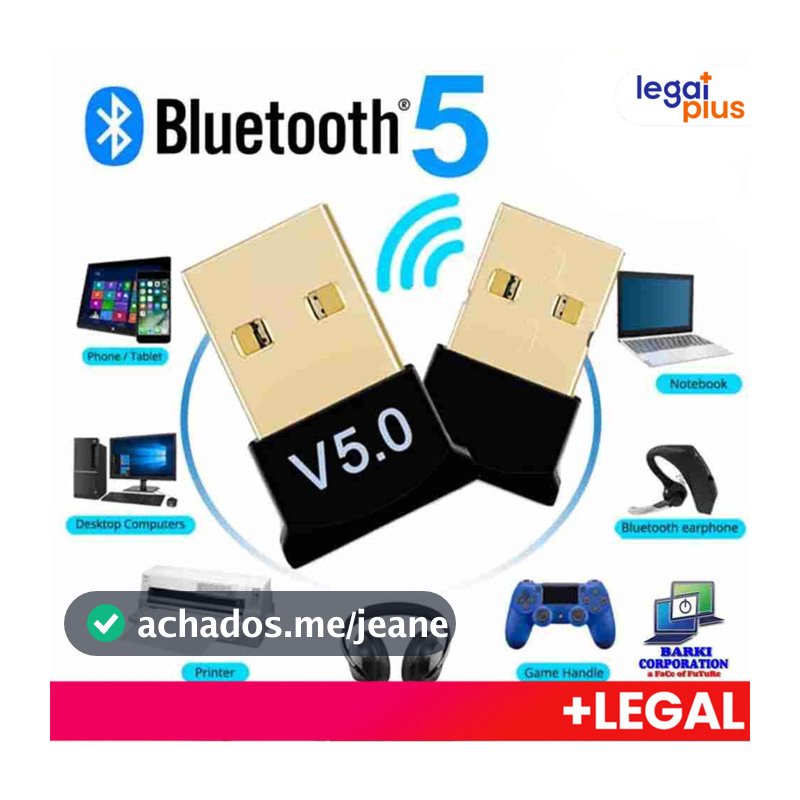 Adaptador Bluetooth 5.0 USB Transmissor Áudio Sem Fio para Notebook e Carros