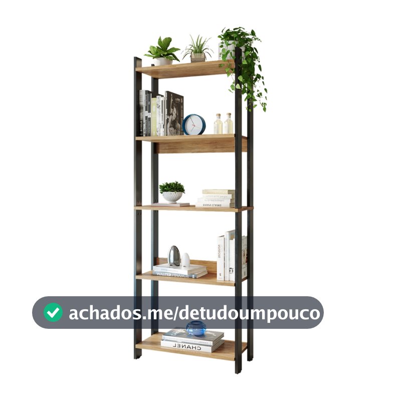 Estante Livreiro Industrial 178cm 5 Prateleiras Nichos Organizadora Multiuso p/ Sala Quarto Cozinha Escritório