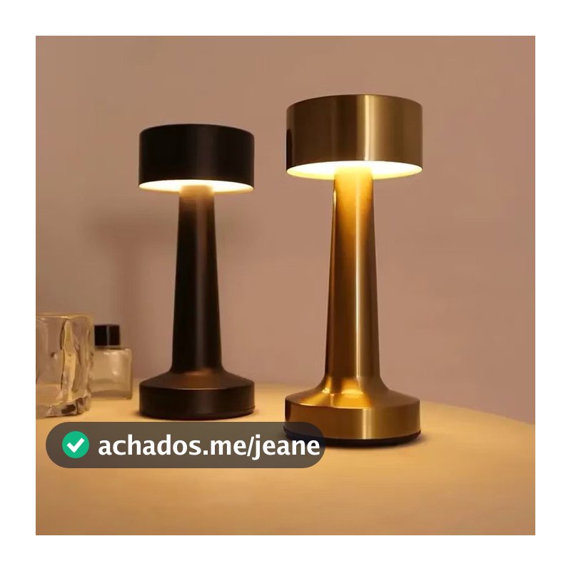 Iluminária de mesa metal dourado Candeeiro Abajur Touch Recarregável Sem Fio Led