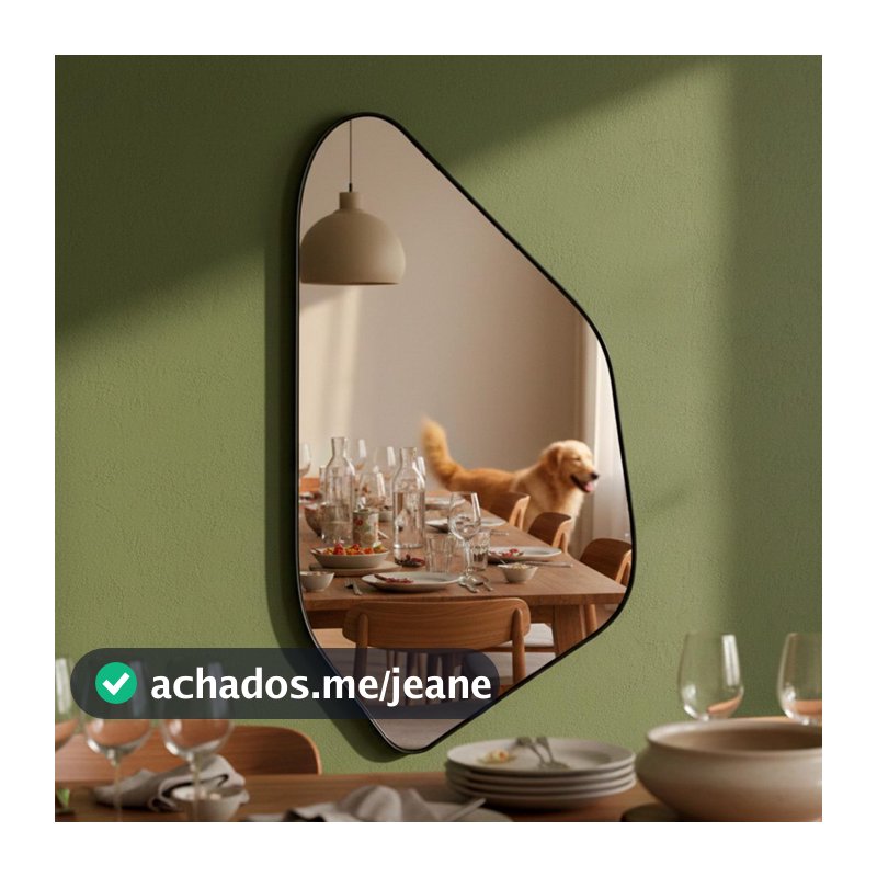 Espelho Corpo Inteiro Grande Geométrico Moldura em Couro 3cm 110x60cm - Mod. Rocco