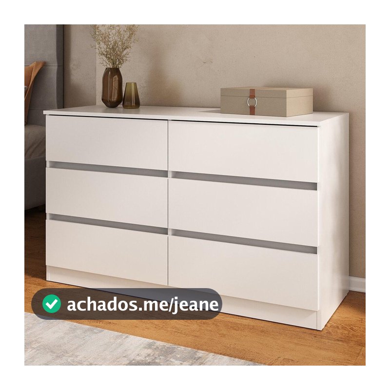 Cômoda 120cm com 6 Gavetas Multimóveis MP4396 – Espaçosa, Moderna e Funcional