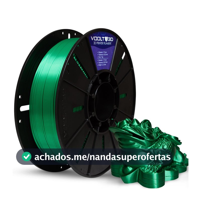 Voolt3D Filamento PLA V-Silk Verde 1Kg 1,75mm para Impressora 3D FDM
