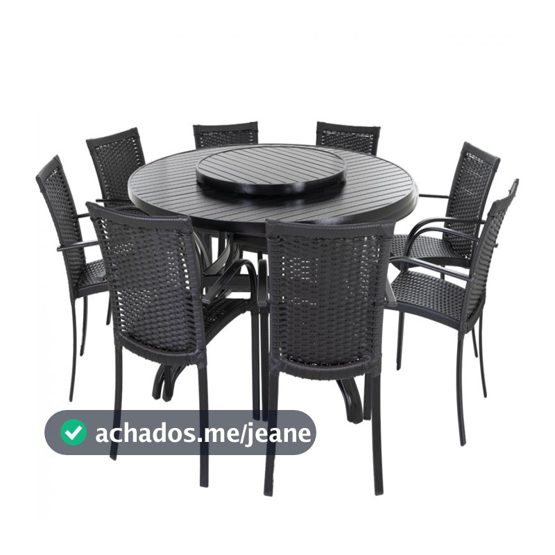 Jogo Ascoli 8 Lugares Mesa Tampo Giratório Alumínio Cozinha Edícula - Trama Original