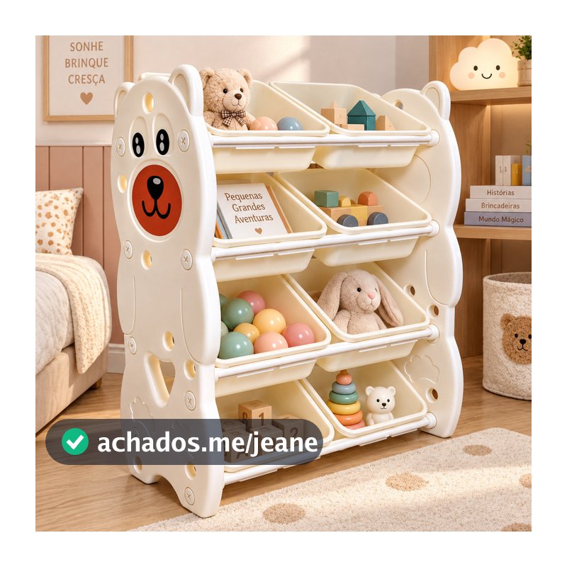 Estante Organizadora Infantil Urso 8 Cestos Portátil Deend