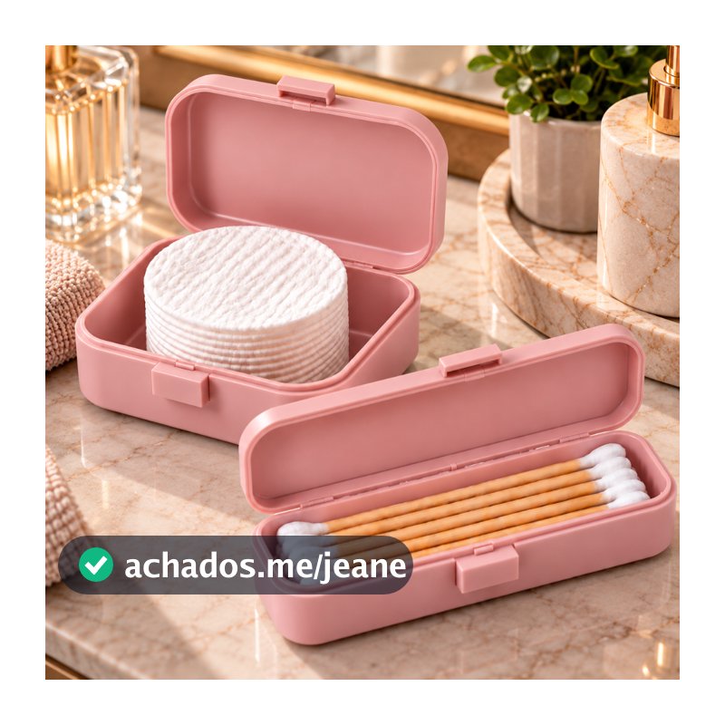 Kit 2 Estojos Porta Cotonetes e Disco de Algodão Organizador Viagem Higiene Pessoal- Bolsa - Bebê