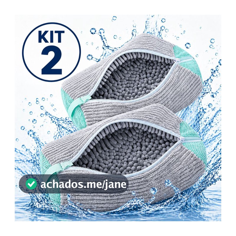 Kit 2 Sacos lavar Tenis Sapato Máquina Lavar roupas Protege não danifica Lavagem Segura Lavanderia
