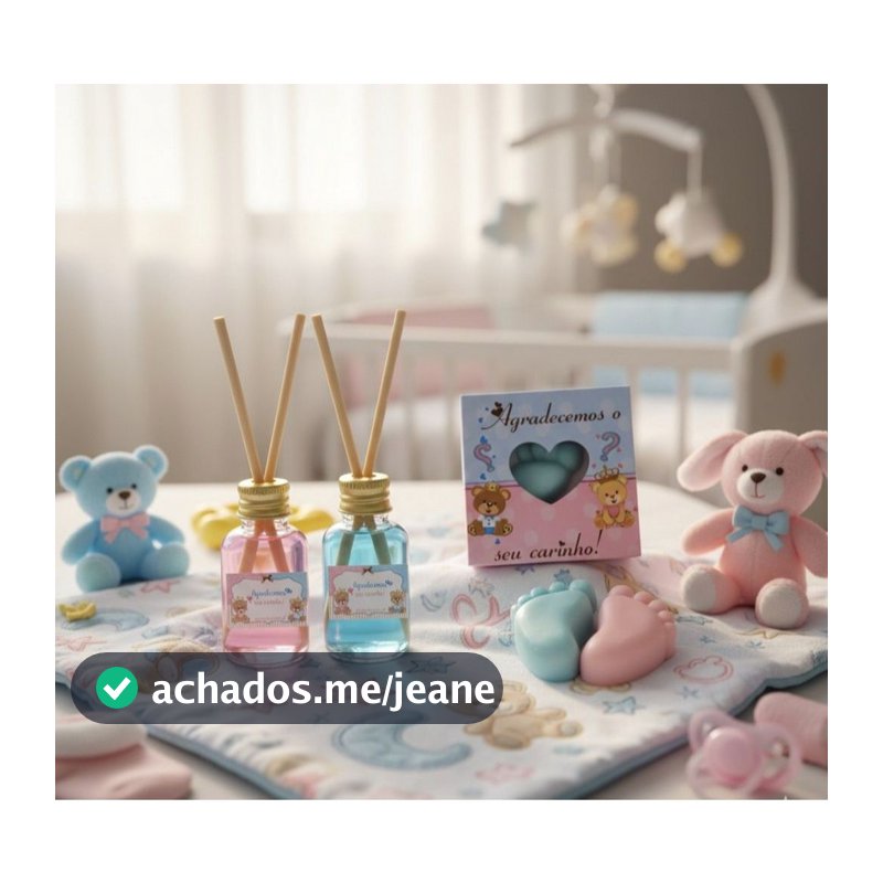 Kit 40 Lembrancinhas Para Chá de Bebê, Maternidade - 20 Caixinhas com Pezinhos + 20 Aromatizadores