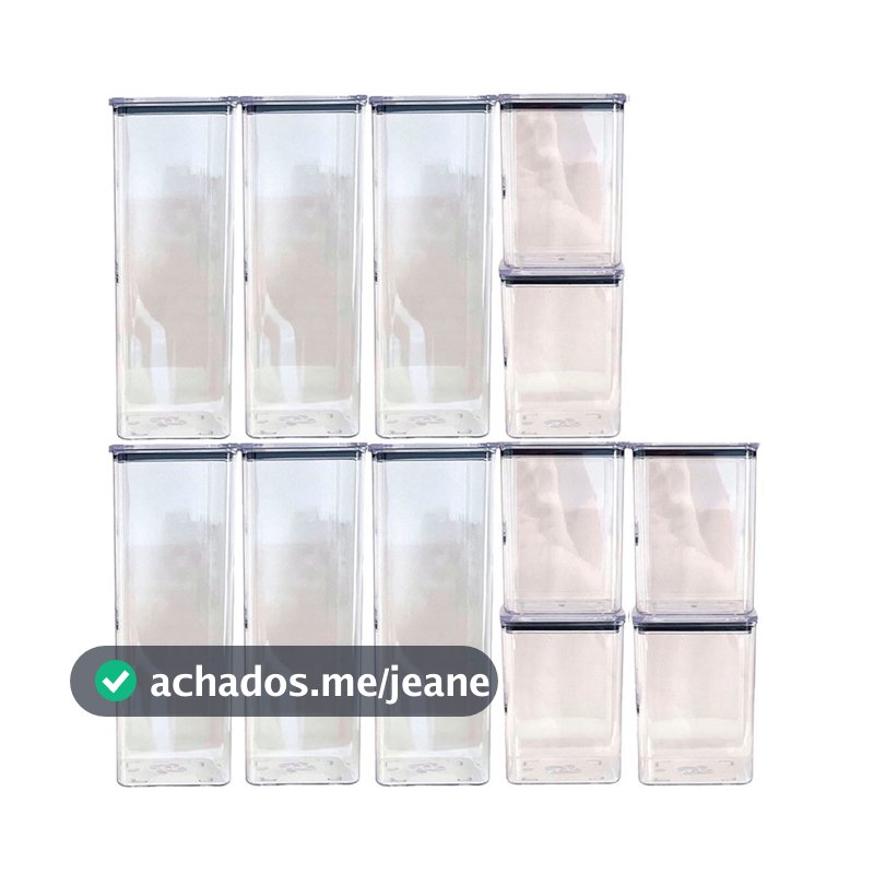 Kit com 12 potes herméticos acrílicos empilháveis 2 tamanhos organização