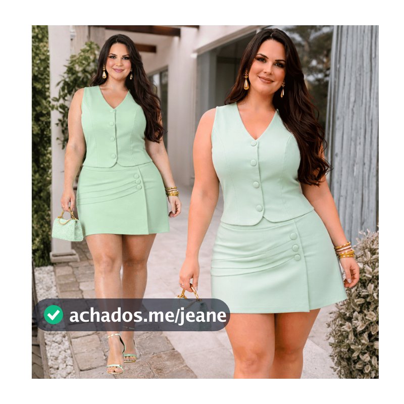 Conjunto Plus Size Feminino Saia Short e Coletinho Alfaiataria Premium
