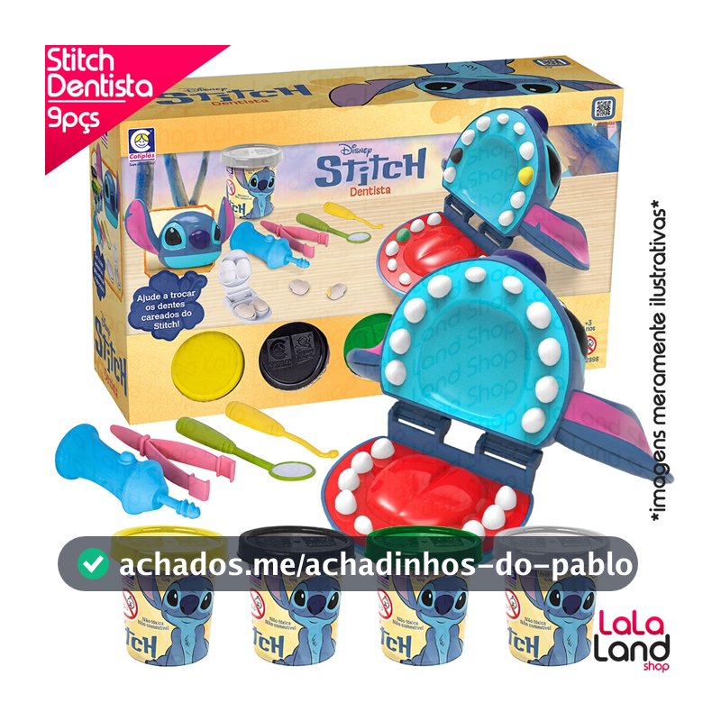 Stitch Dentista Massinha de Modelar com Acessórios Filme Lilo Stitch Disney Lançamento