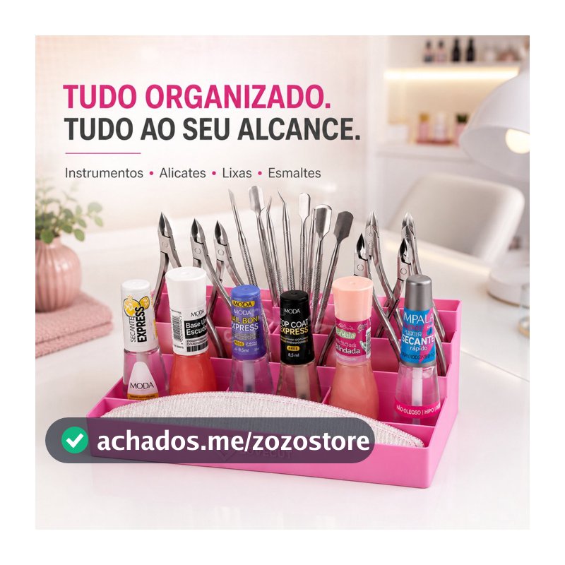 Organizador Manicure Porta Esmaltes Bancada Divisórias Nail Designer Salão Profissional Cosméticos