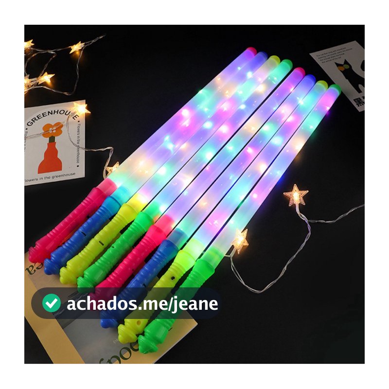 Kit Bastão Led 5/10/20 Plástico Algodão Doce Festas Neon Balada Casamentos Pisca Luz Varinha Magica