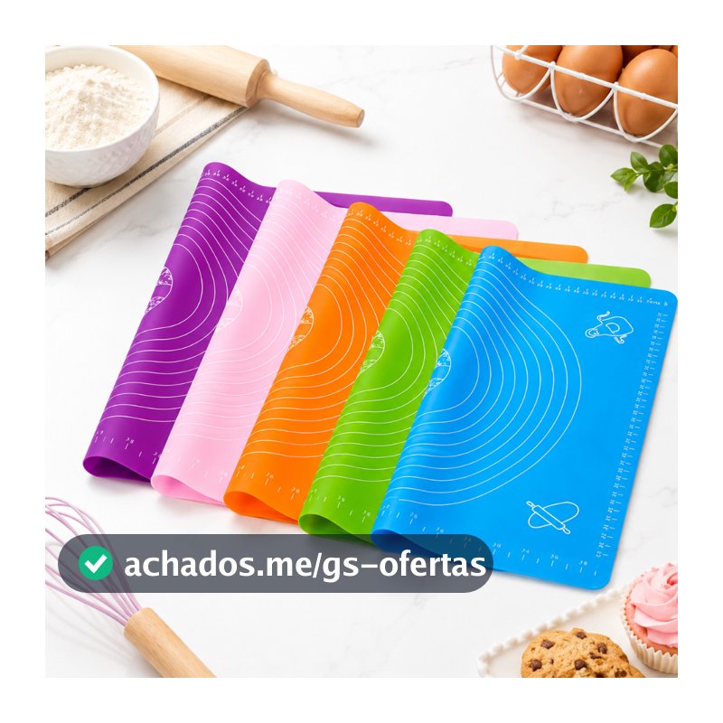 Tapete Tábua Culinária De Silicone Antiaderente Para Abrir Massa 50x40