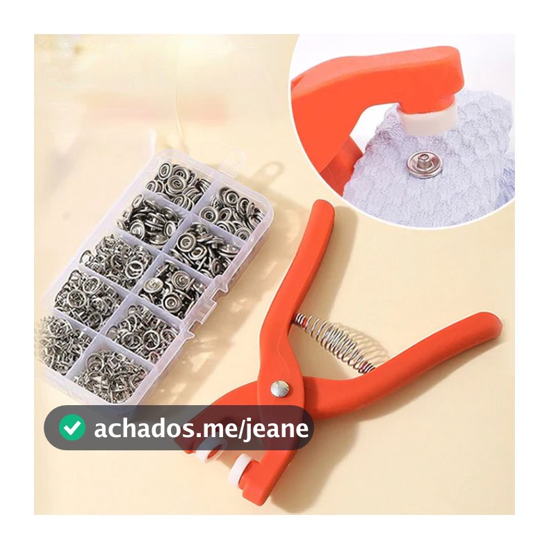 Alicate Aplicador com 160 Botões de Pressão de Metal, Kit Completo para Roupas