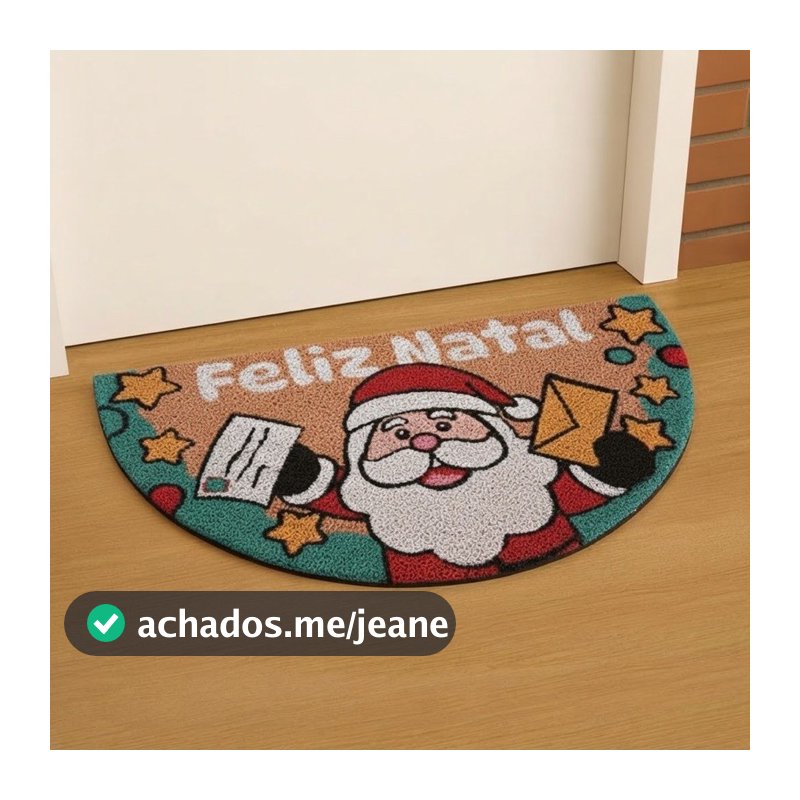 Tapete de Natal Fibra de Coco Antiderrapante Capacho Decorativo Entrada Xadrez Premium Casa Apartamento